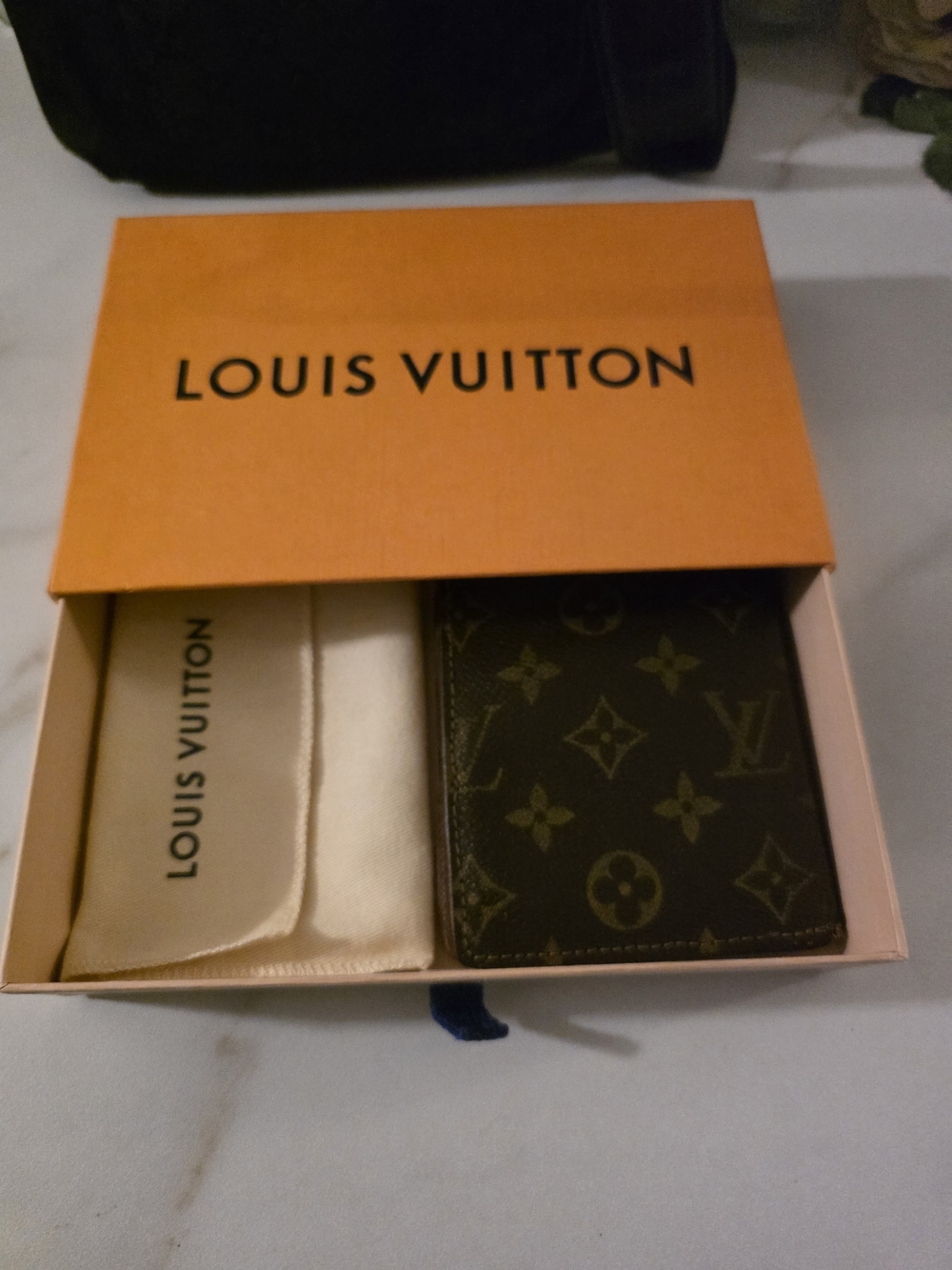Louis Vuitton Monogram Card / Wallet in Brown with Orange Box